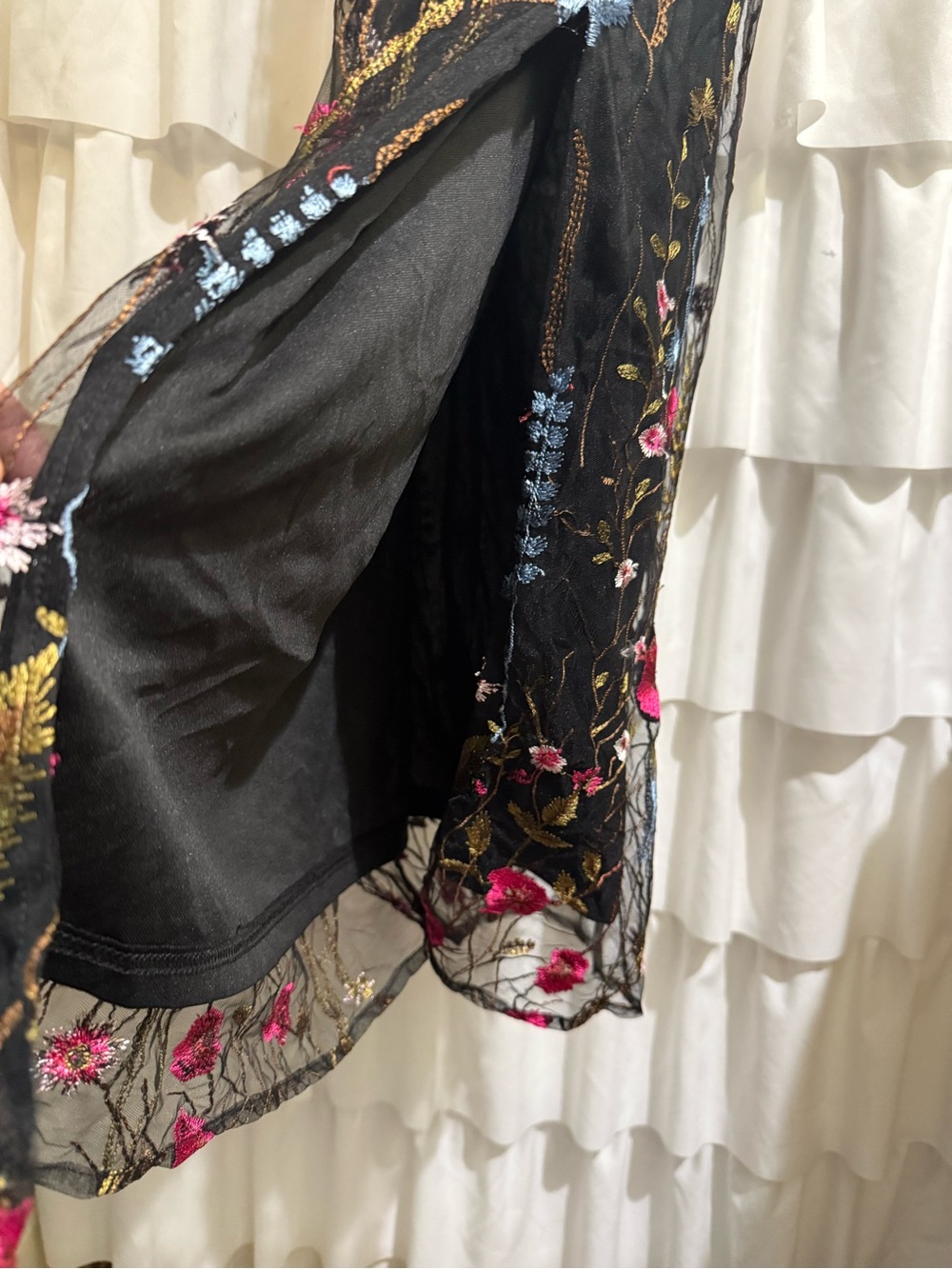 Lulu's Black Strapless Midi Dress with Multicolor Floral Embroidery - Picture 3 of 11